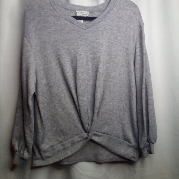 For The Republic Shirt M Women Long Sleeve Cross Front Gray - Picture 13 of 14